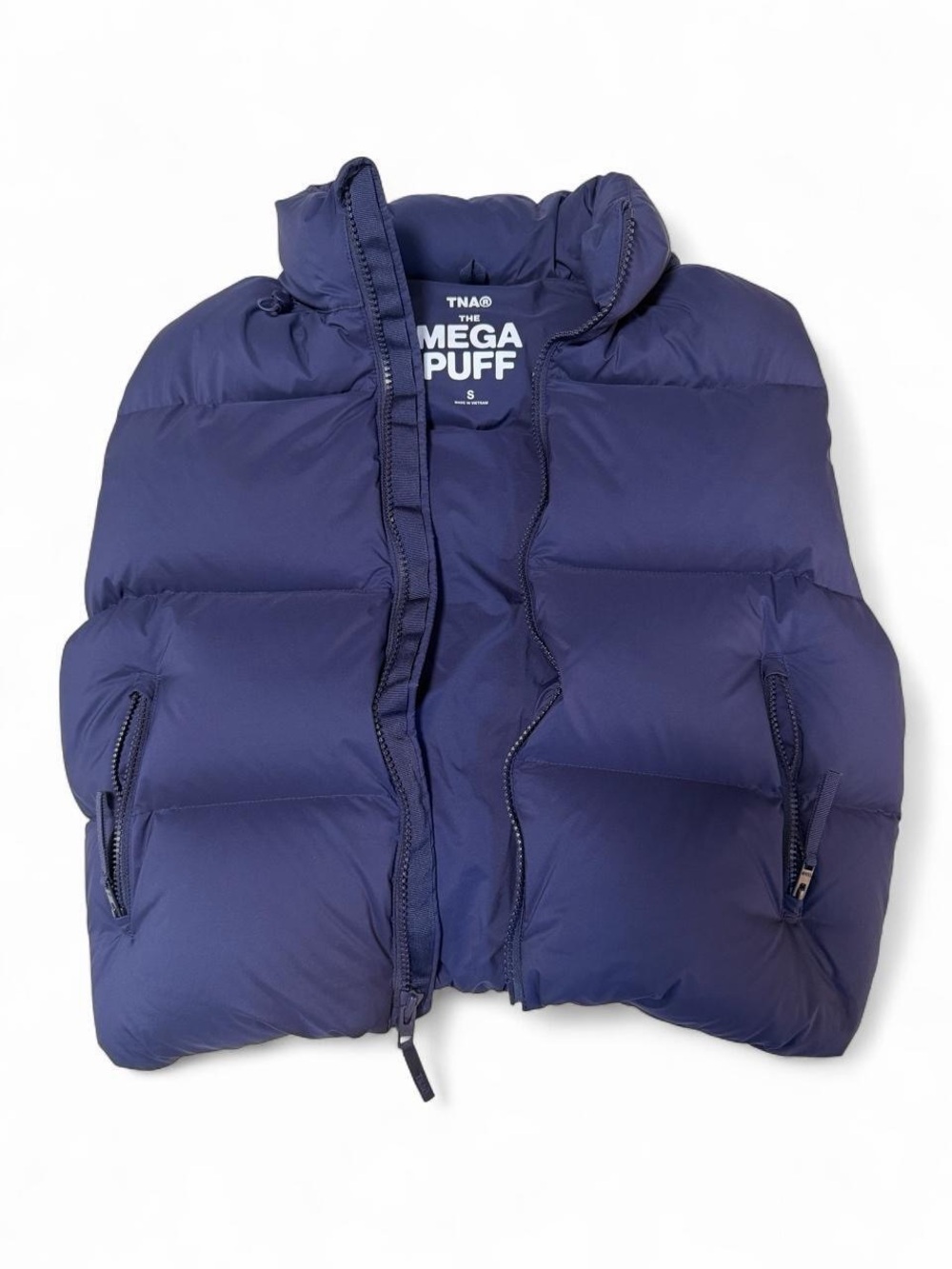 TNA Aritzia Mega Puff Sleeveless Puffer Vest - Navy Blue